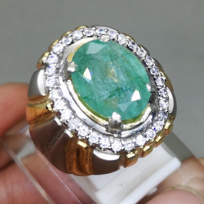 Cincin Batu Permata Zamrud Hijau Emerald Beryl
