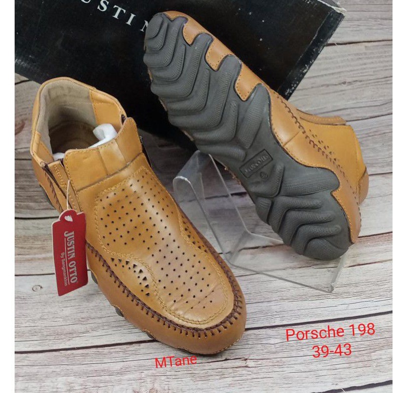 Justin otto porsche 198 sepatu kulit asli pria