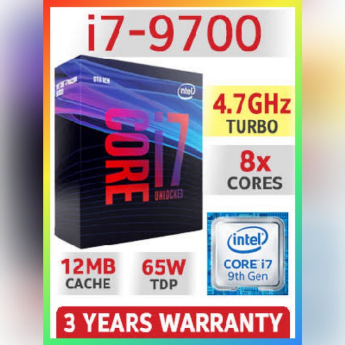 Intel Core i7 9700 3Ghz Up To 4.7Ghz Box Coffee Lake