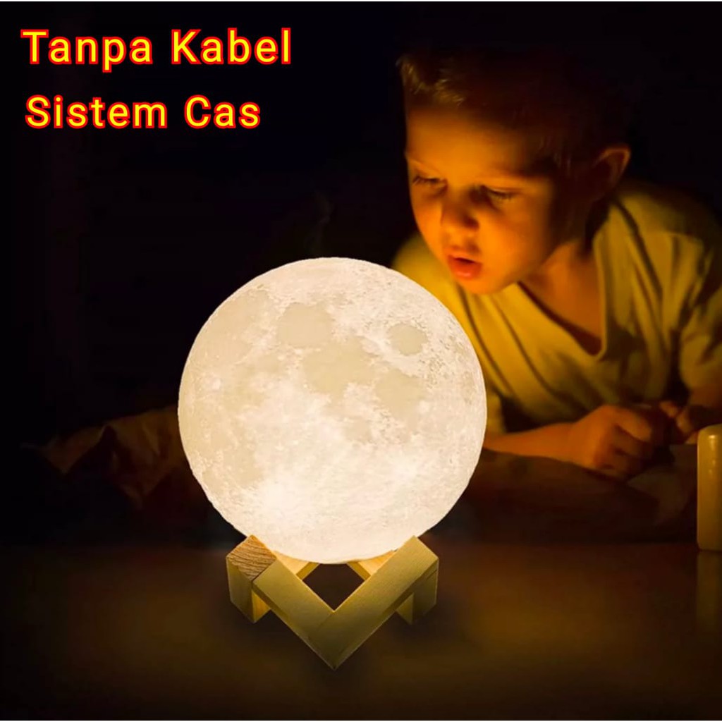 Lampu Tidur 3D Moon Light / Lampu Hias / Lampu Meja / Bola lampu - 6&quot;