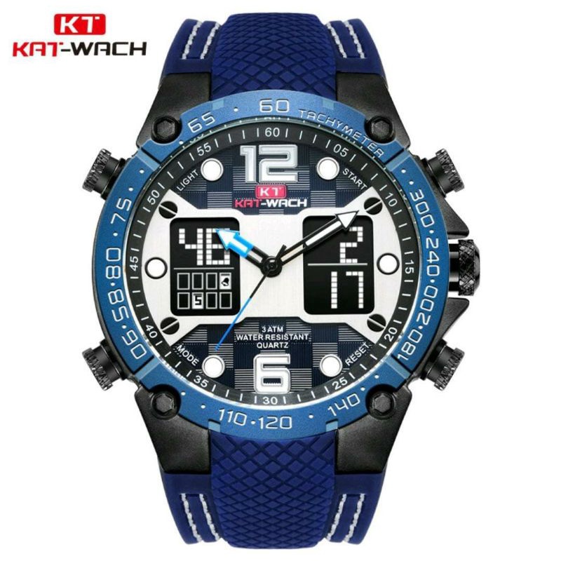 TERVIRAAALLLL 0KAT-WACH KT717 Jam Tangan Pria Digital Analog Tali Silicone_CURRENOS