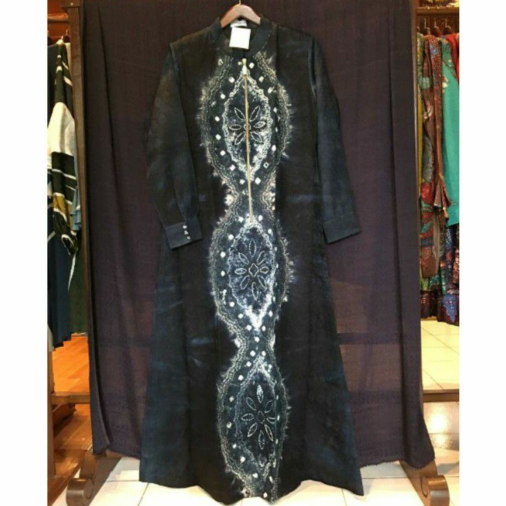 Abaya Zipper Viscos by Dian Pelangi TERBARU Busana Pesta Muslim Batik Tie Dye Wanita Cantik Busui