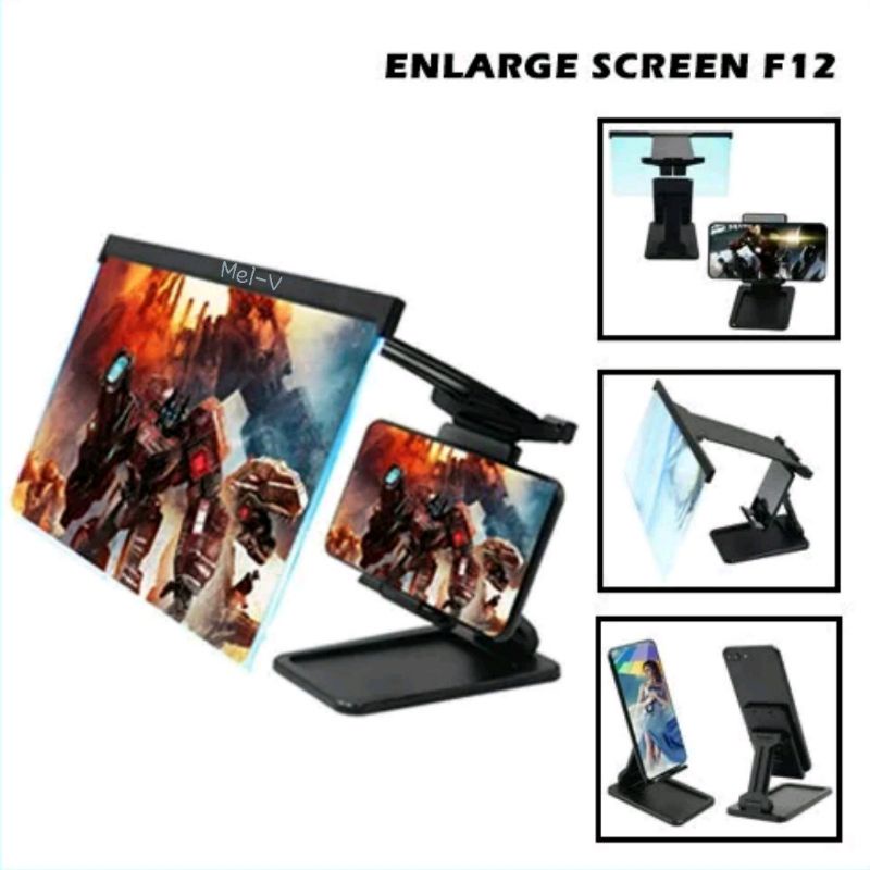 Kaca Pembesar Layar Hp 2 in 1 Enlarge Screen 12&quot; with Holder Smartphone