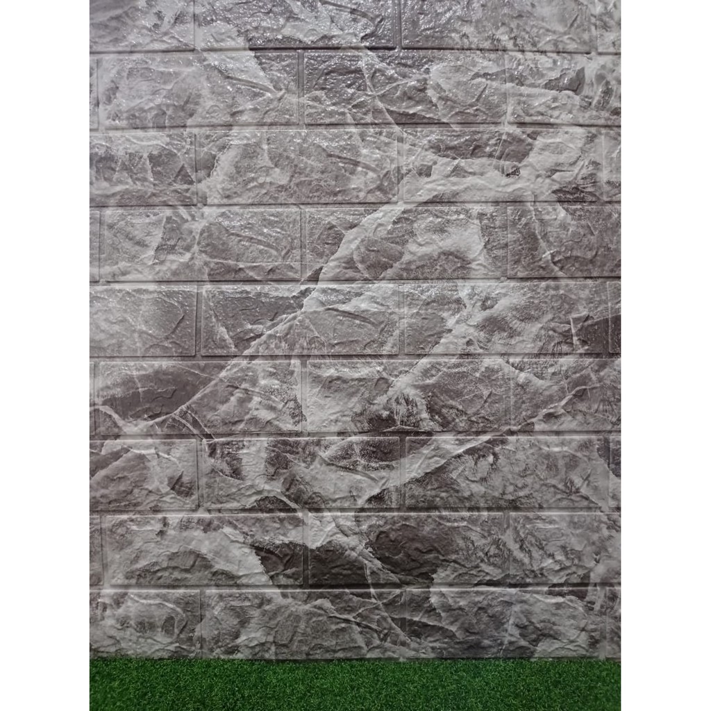 WALLPAPER DINDING  3D (abu, putih bunga)