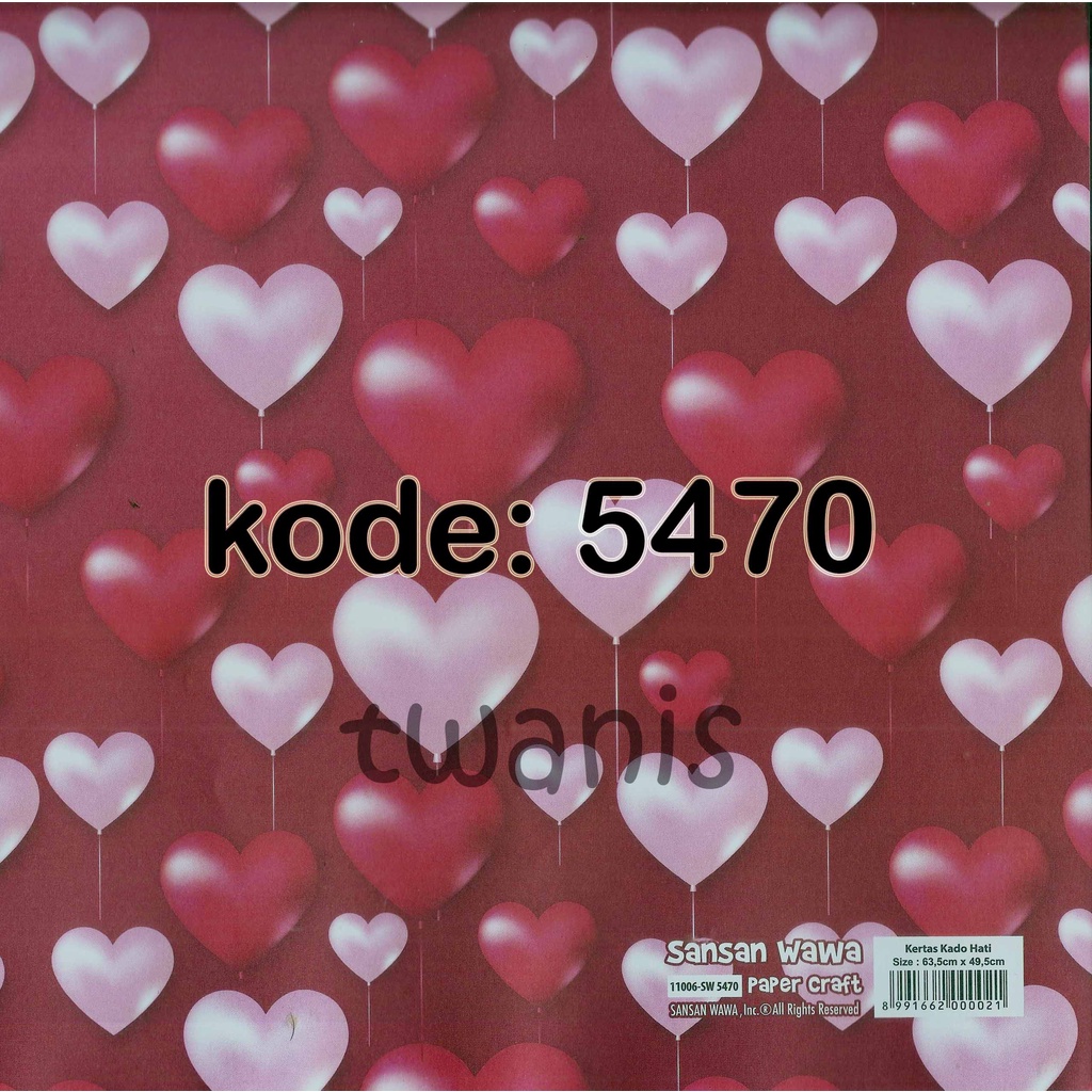 

KERTAS KADO SANWA VALENTINE LOVE HATI KODE 5470 isi 25 LEMBAR BISA CAMPUR MOTIF LAIN