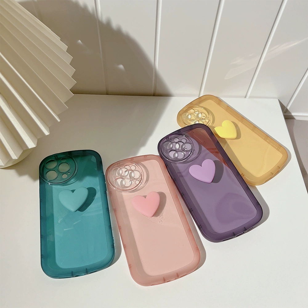 Soft Case Silikon TPU Transparan Motif Hati 3D Untuk iPhone 7 8 Plus X XR XS Max SE 2020 2022 11 12 13 14 Pro Max