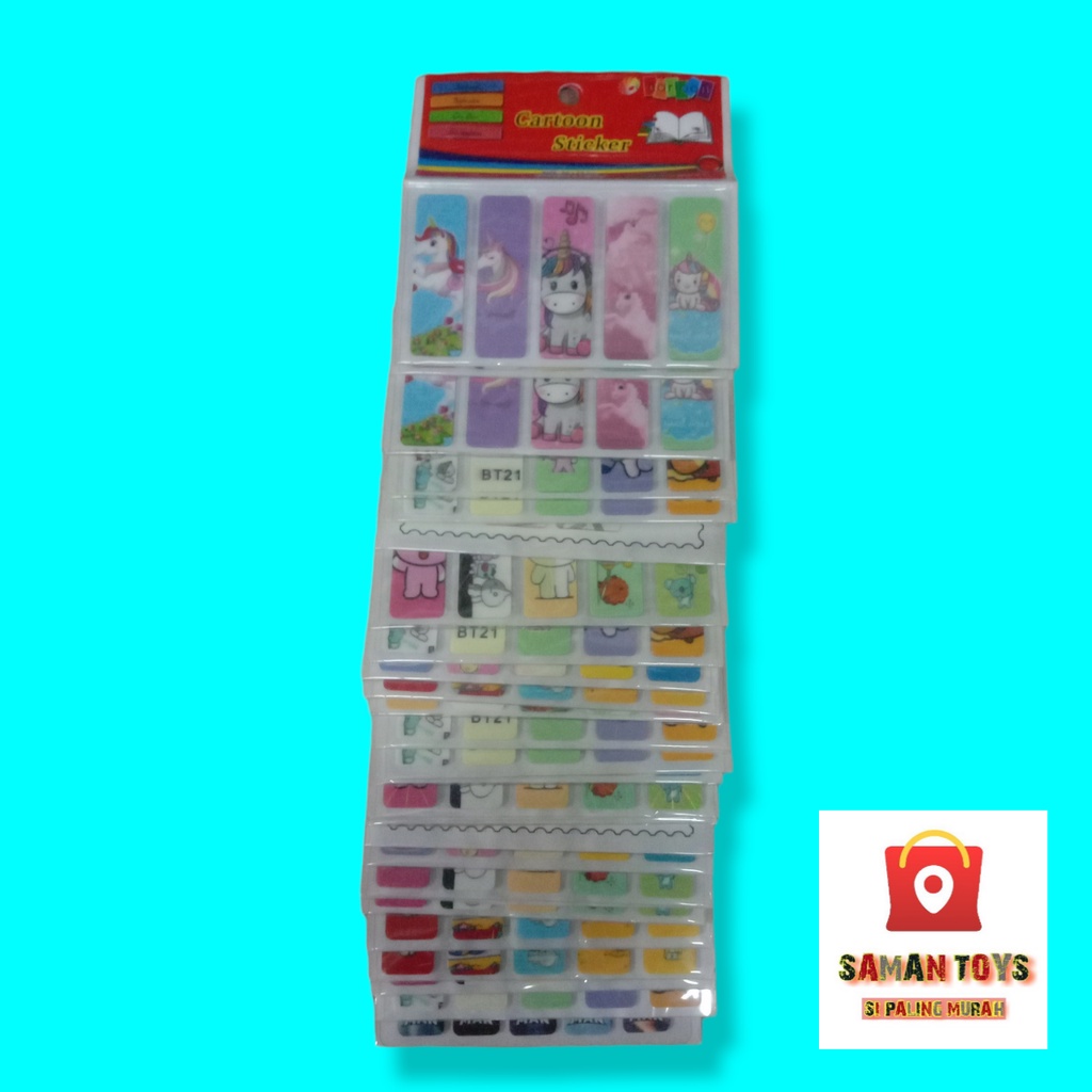 1 PAK PEMBATAS BUKU / pembatas tempel plastik, isi 50 PCS // SAMAN TOYS