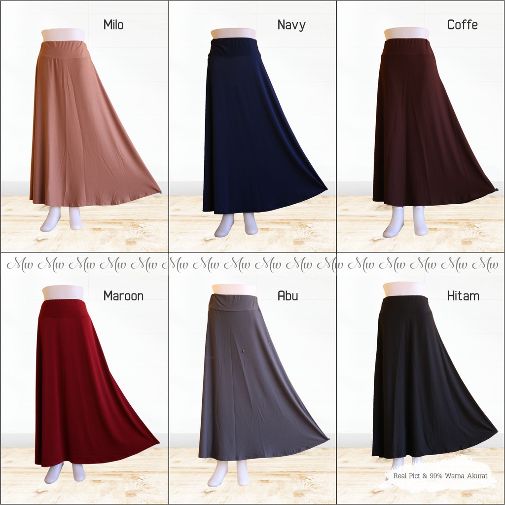 ROK MAYUNG POLOS PANJANG - MAXI SKIRT FORMAL / CASUAL BAHAN WAFEL