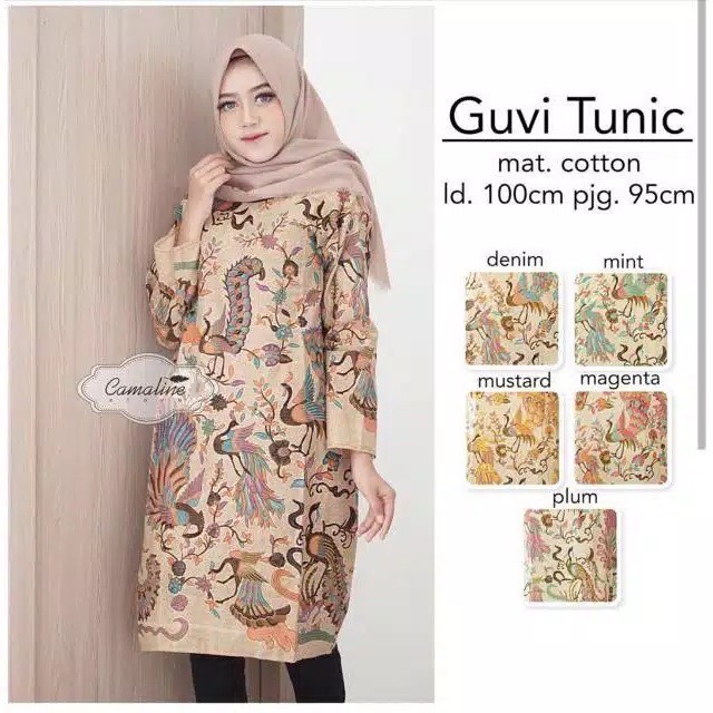 Guvi Tunic Cindrawasih Tunik Batik Iriana  Couple Motif Merak Papua Jumbo Ada Cantik Casual Formal