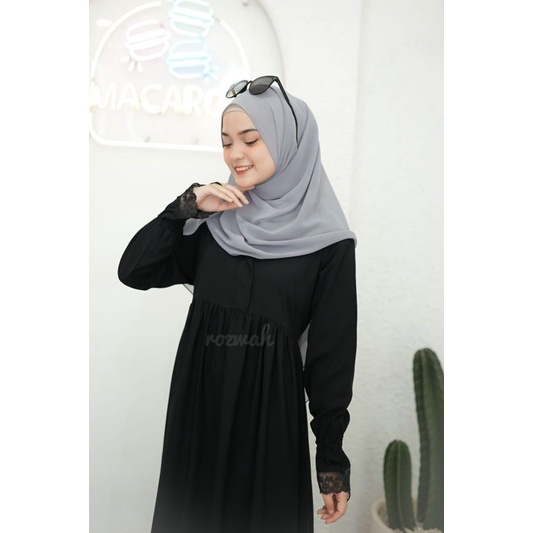 GAMIS DEWASA BASIC JETBLACK SAKINAH DRESS ORI BY ROZWAH ONLY HITAM/Abaya jetblack/COD/Terlaris/lengancincin/lenganrenda