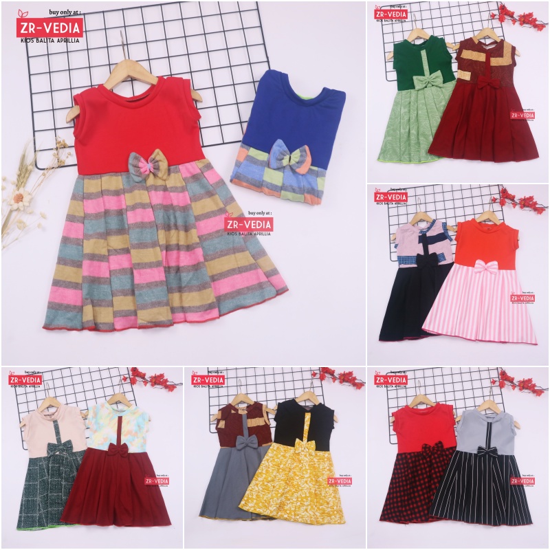 Dress Lala uk 3-4 Tahun TYPE C / Dress Anak Perempuan Murah Baju Anak Batik Casual Motif Lucu Grosir