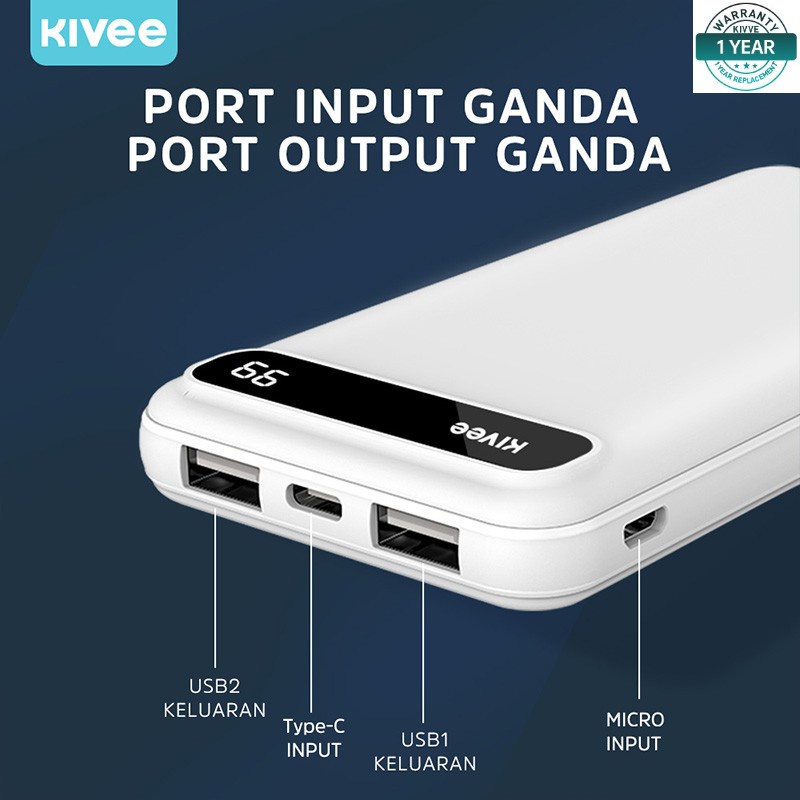 HARGA PROMO - Power Bank Dual USB 10000mAh TYPE-C - power bank cepat dengan indikator LED - power bank 10000mah 2.1A dual USB LED digital display - PowerBank 18W 10000Mah dual USB portable QC3.0+PD fast charging - power bank type c past charging