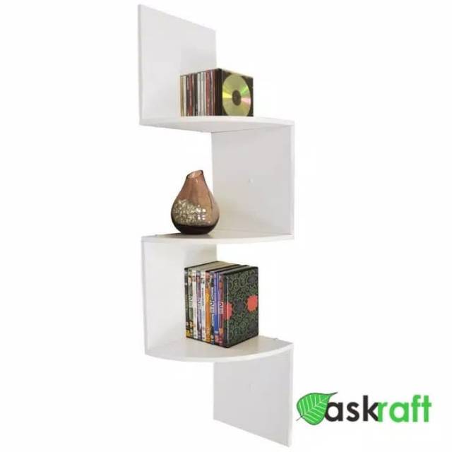 Rak Buku Sudut Duco Jati Minimalis /Rak Gantung /Rak Dinding /Rak Hias /Rak Sudut /Rak Jati /Rak Rak