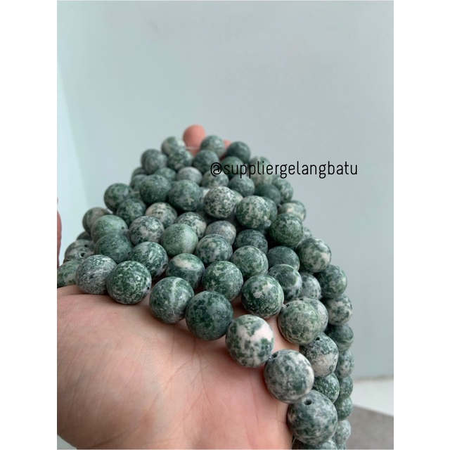 semi stone 14mm white green chrysocolla bahan rangkai aksesoris lucu