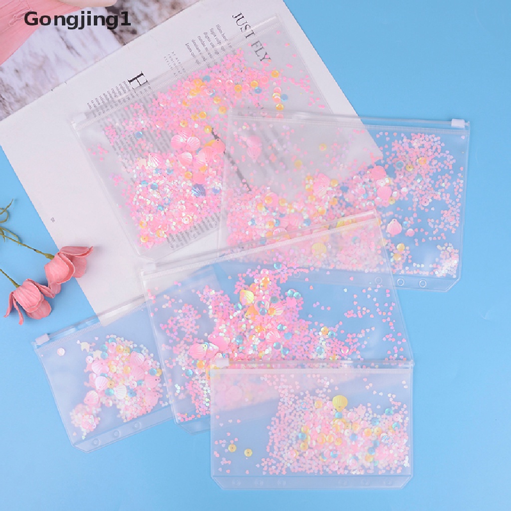 Gongjing1 Tas Penyimpanan Kartu Dokumen 6 Lubang Bahan PVC Transparan Ukuran A5 A6