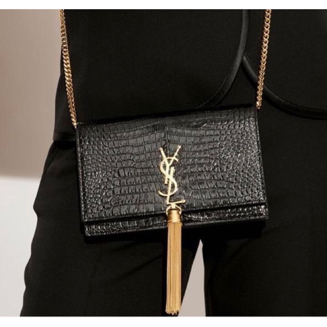 ysl kate small tassel crocodile