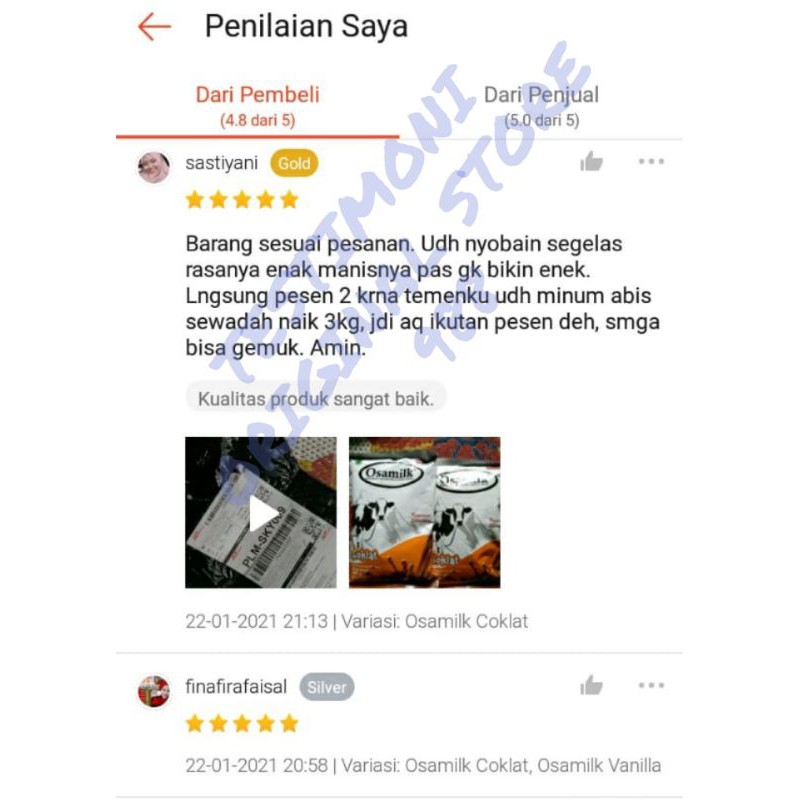 SUSU OSAMILK PENGGEMUK ANAK DAN DEWASA TERLARIS