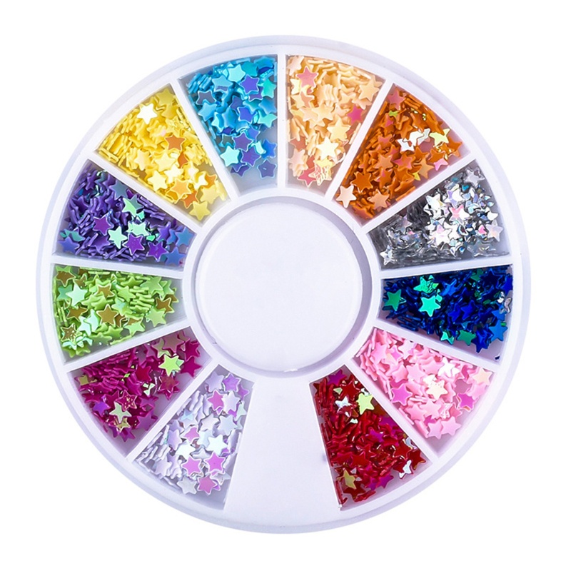 SIY  Nail Art 12 Grid Disc Box Mixed Sequins Horse Eye Star Plum Blossom Heart Nail Sticker Sequins Hallow Nail Sequin