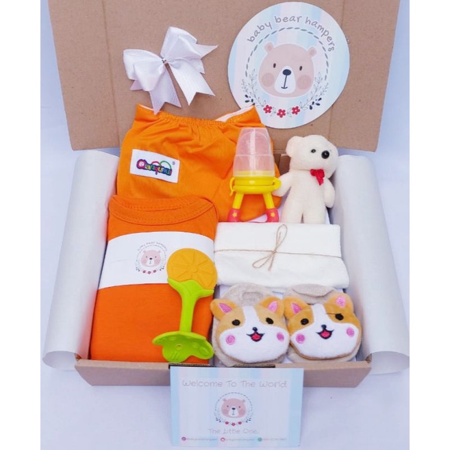 BB1 -  Hampers Bayi / Baby Hampers / Newborn Baby Gift Set / Baby Gift / Kado Bayi / Kado Lahiran / Kado Anak lahir / kado anak / hadiah kelahiran-Colorful orange