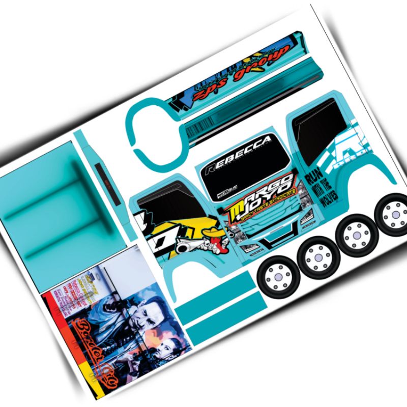 Stiker truk oleng miniatur Margojoyo size besar Skala 16