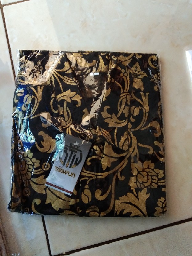 Batik Gamis Murah Hitam Kembang Baju Atasan Wanita Seragam Pekalongan Alkhalis