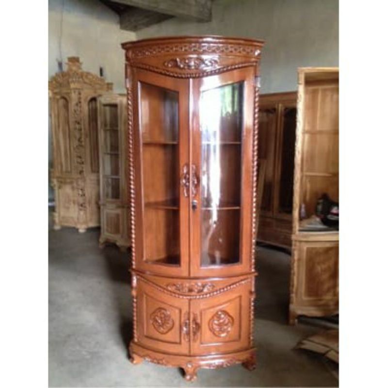 Lemari sudut kayu jati / almari pojo kayu jati / furniture Jepara