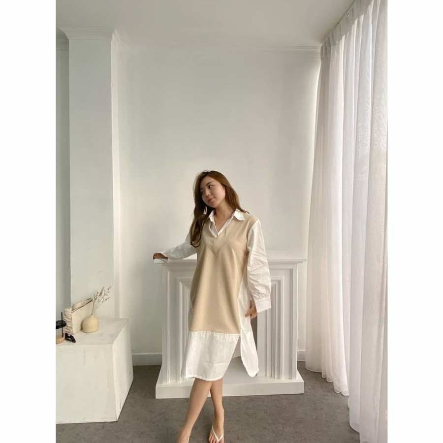 Dress Wanita Korea Olivia Knit Dress / Dress Katun Wanita A001