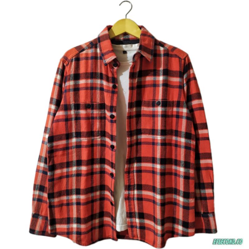 Kemeja Flannel Uniqlo // Kemeja Flannel Pria Import Unisex