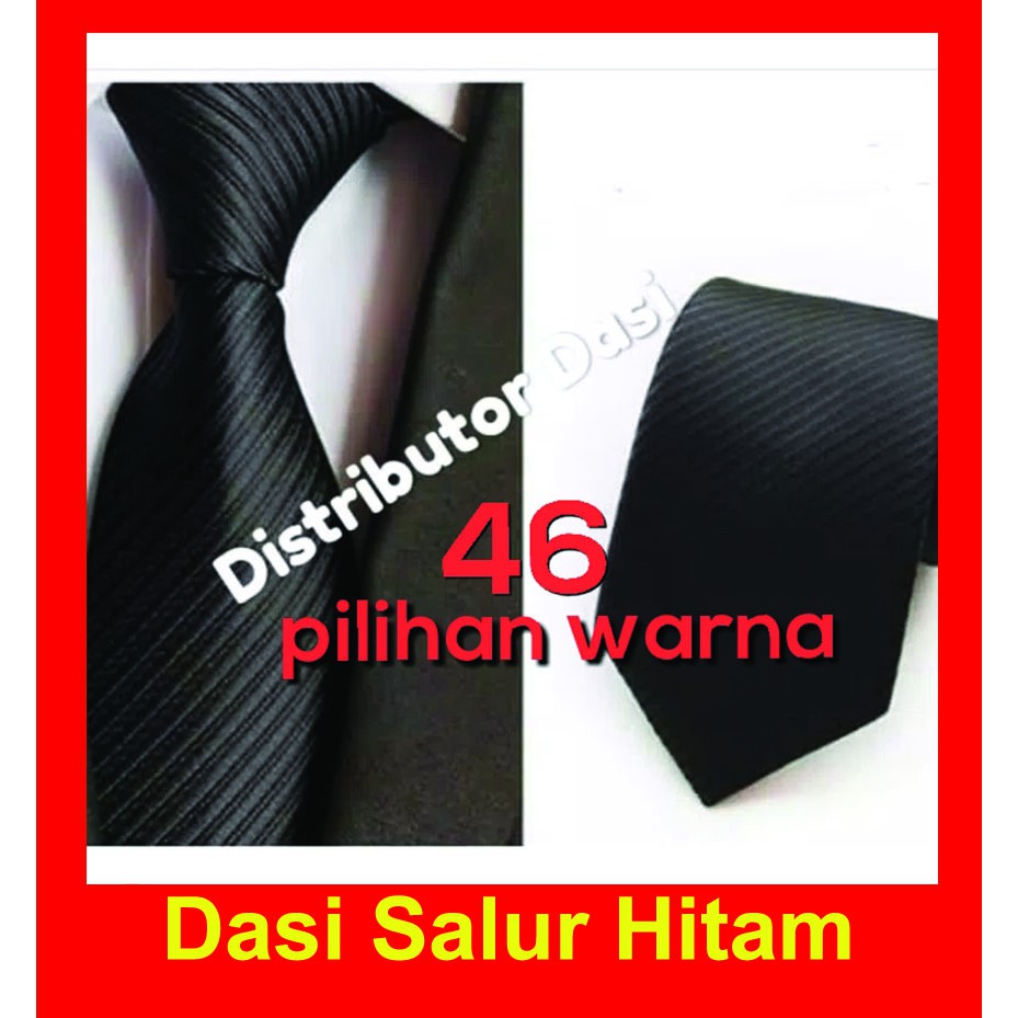 Dasi pria hitam premium lebar 2 , 3 , 4 inchi slim sedang besar distributor dasi grosir