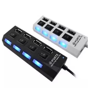 Usb Hub Saklar 4 Port On/Off High speed Saklar Tombol ON OFF Lampu LED 4 port USB HUB Switch 4port Ports Sambungan Kabel Adaptor Charger Batok Cas