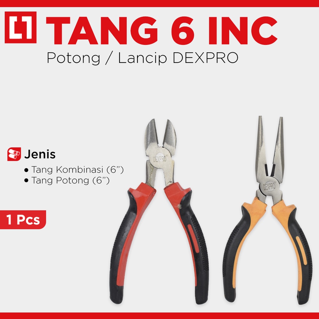 Tang Potong Kabel / Tang Lancip Jepit Buaya 6&quot; - Dexpro