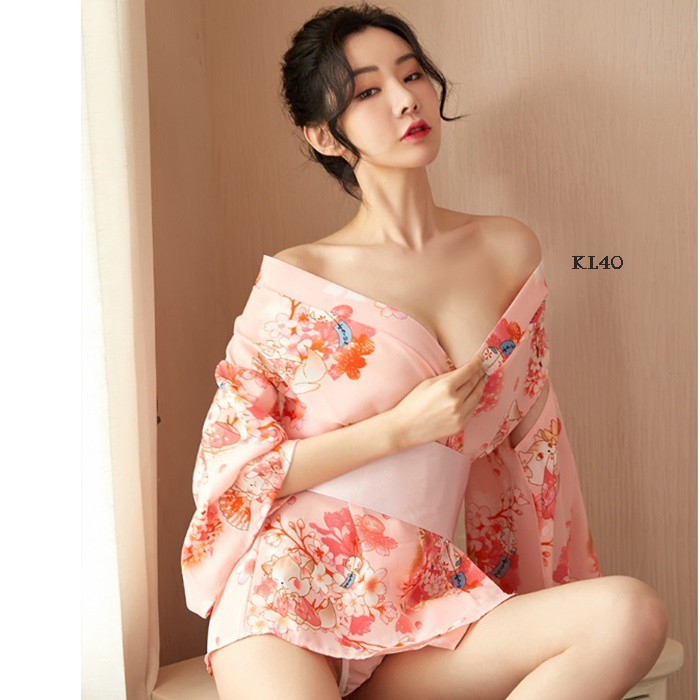 [TRUSTED SELLER] KIMONO LINGERIE BAJU TIDUR KIMONO PIYAMA KIMONO PINK FLORAL KL40