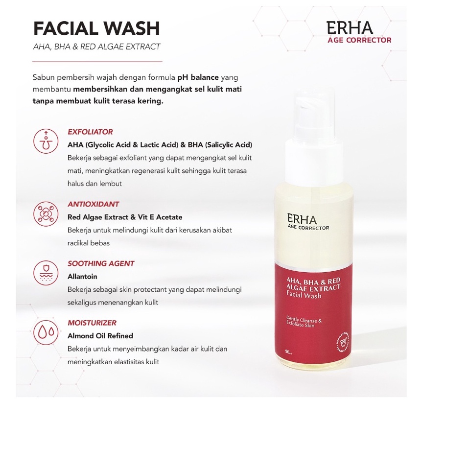 CS- ERHA Age Corrector Facial Wash 90ml - AHA, BHA &amp; Red Algae Extract - Sabun Cuci Muka Anti Aging