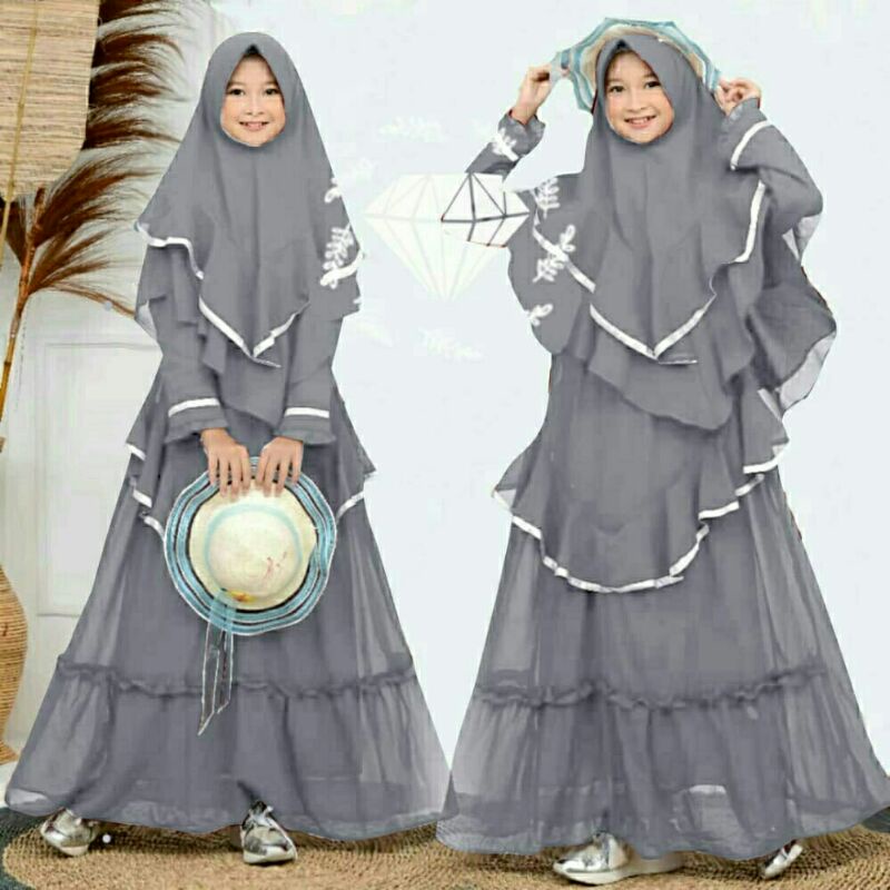 Maxi Maxy Dress Gamis Syari Moscrepe Duvenci Duvency Kid Kids Anak
