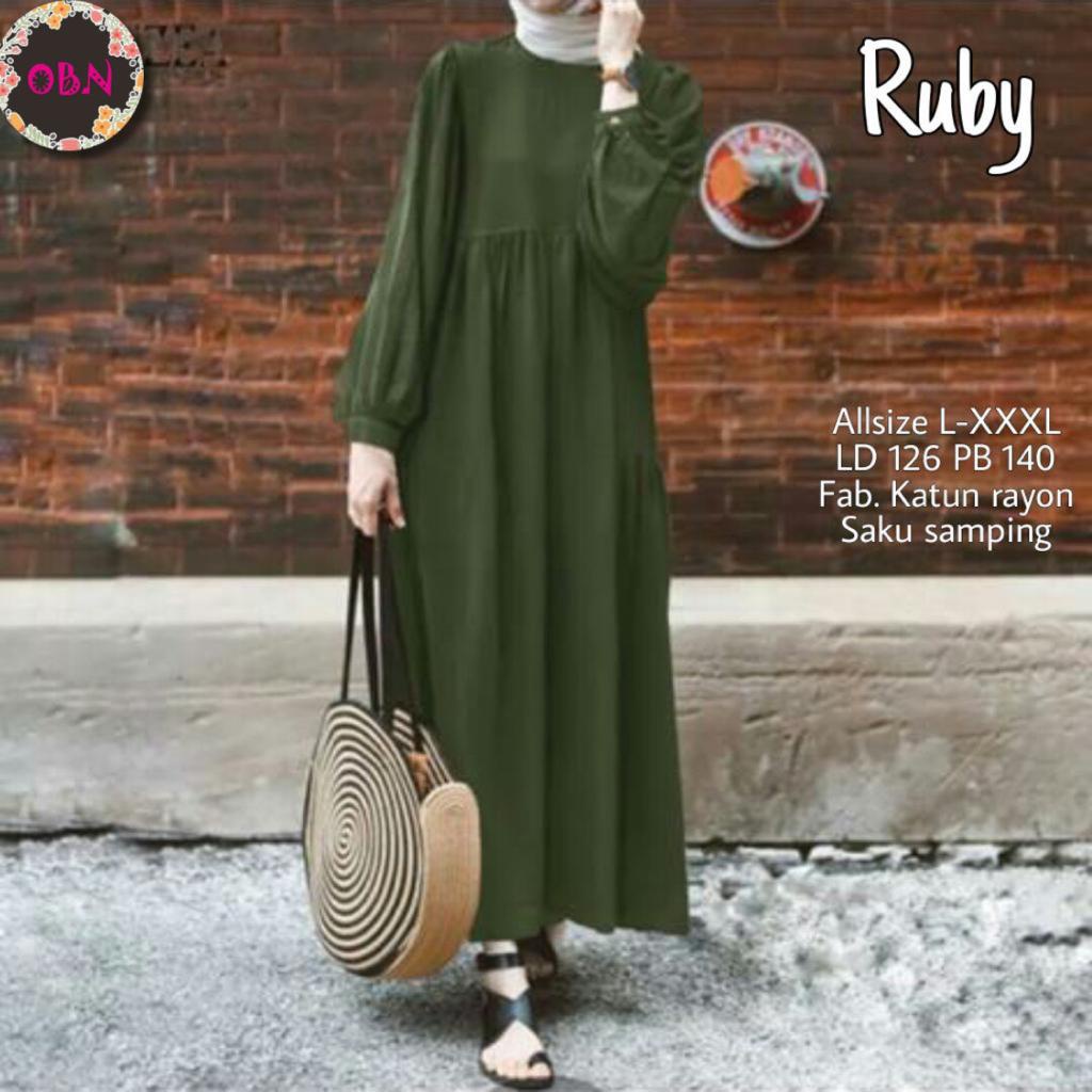 ruby maxy dress pakaian baju gamis longdress maxi dres syari polos jumbo ld 120 xxxxl big size bigsi