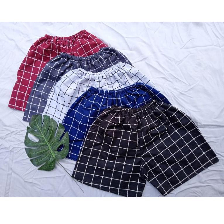 SAP.02Jl22ᴮ | Celana Pendek Pria Clana Polaris Kotak Hitam Putih Kolor Boxer Motif tartan