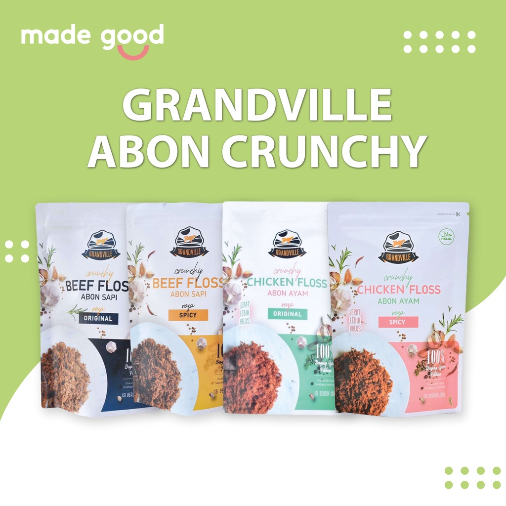 Grandville Abon Crunchy 100gr - Sapi Ayam Beef Chicken Original Spicy Beef (Sapi) Original