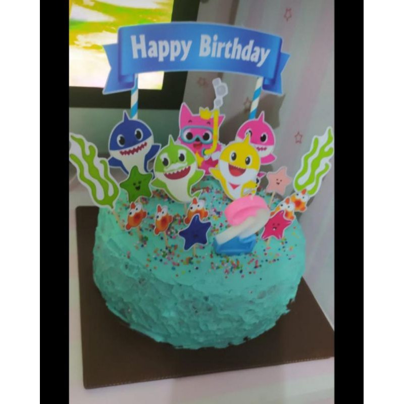 topper cake baby shark/hiasan kue ulang tahun