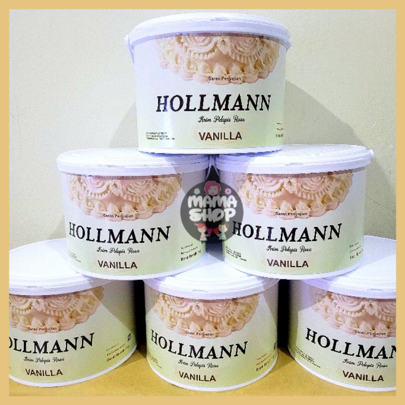 Mama shop Hollman Buttercream siap pakai 1 kg Butter Cream Pelapis Kue Rasa Vanilla Hollmann