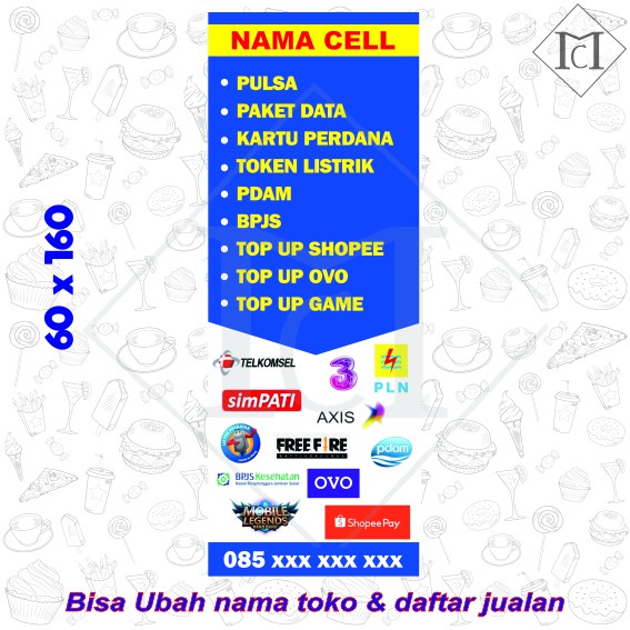 [ MURAH ] BANNER SPANDUK KONTER COUNTER AGEN UKURAN 60X160