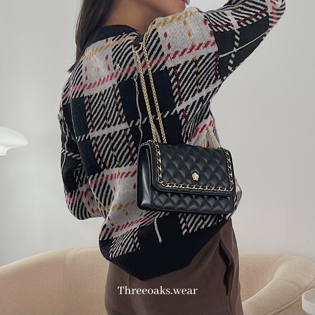 KARDIGAN RAJUT IMPOR OVERSIZED PREMIUM POLA CHECKERED KOREAN STYLE