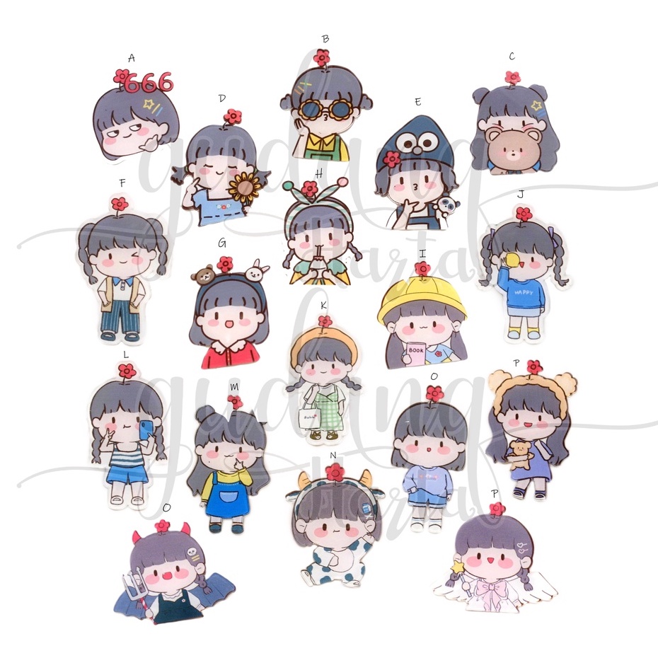 Pin Akrilik red Flower Girl Tuing Bros Tas Motif Antena Bunga GH 208512