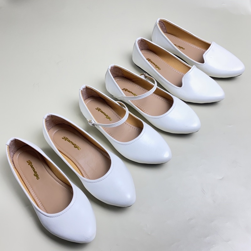 SEPATU KERJA FLAT SHOES WANITA WHITE