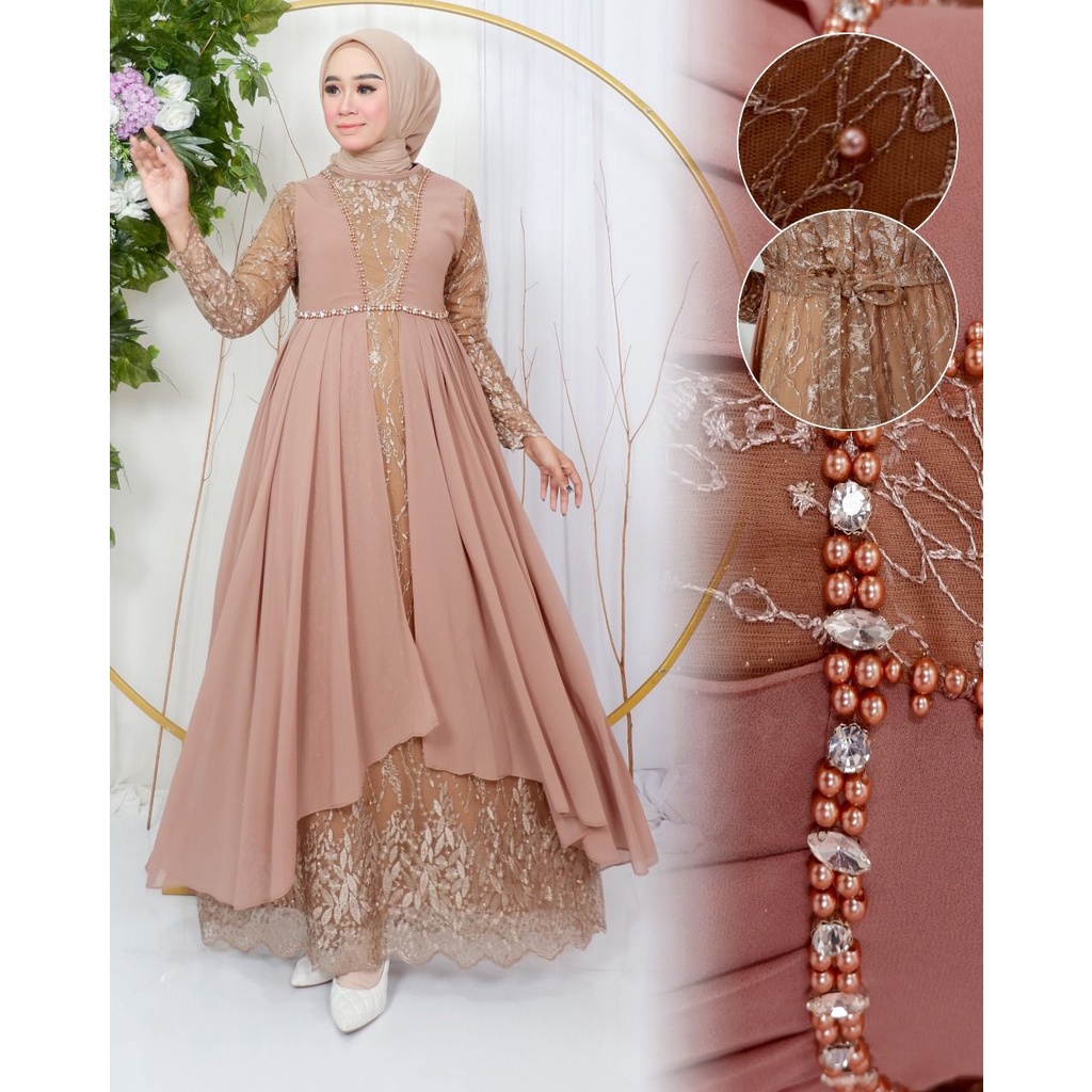 Gamis Kebaya Diana Brukat Modern / Kebaya Gamis Pesta Mewah / Gamis Bridesmaid / Gamis Modern