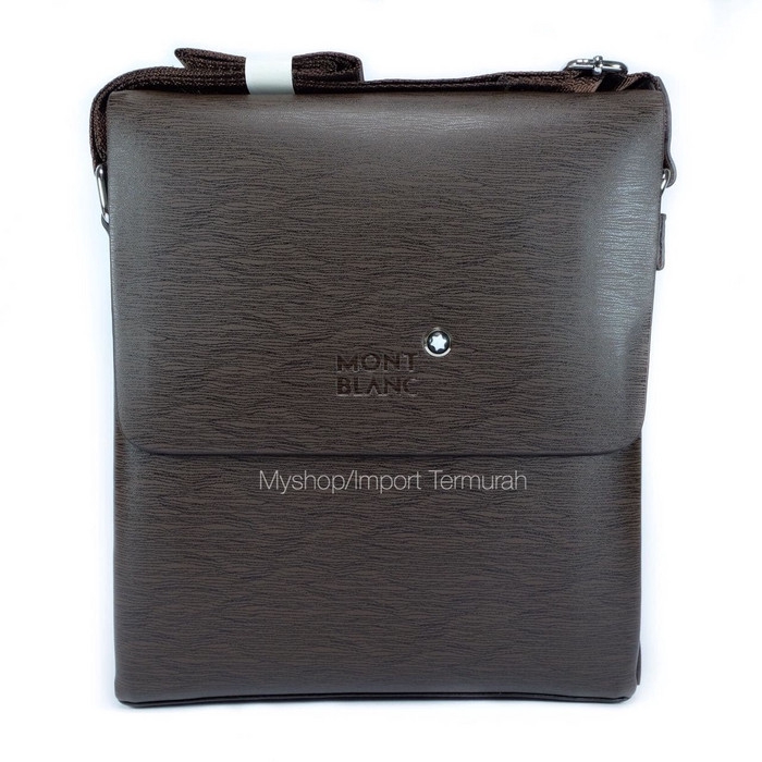 TAS SELEMPANG KULIT PRIA BRANDED IMPORT MONT BLANC MB 68 BROWN