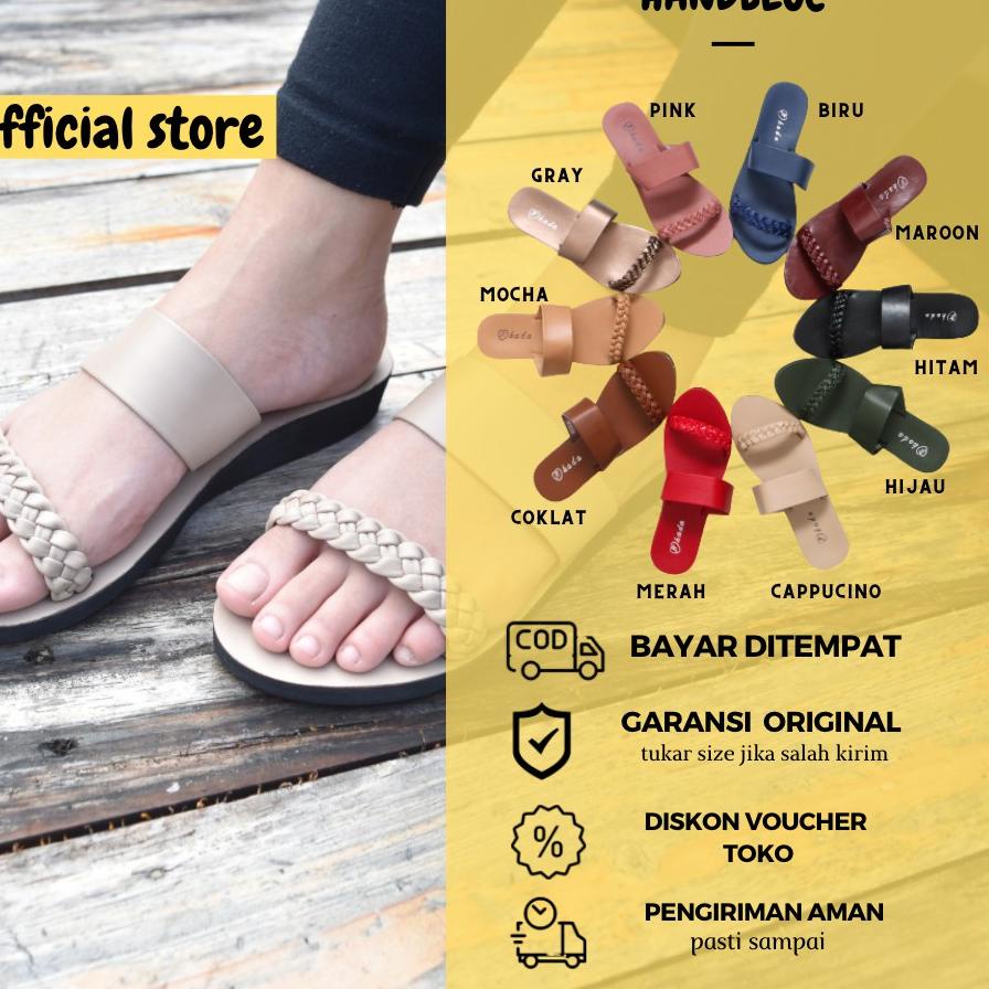 ☂ [OKADA Official Store] SANDAL SLIP ON WANITA (HANDBLOC) ORIGINAL OKADA ֍