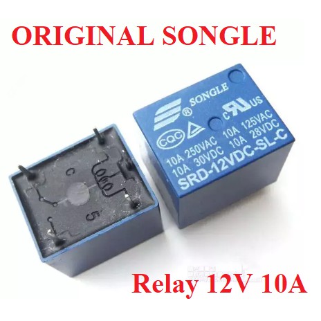 Relay 12V 10A Original Songle SRD-12VDC-SL-C 5 kaki PCB DC