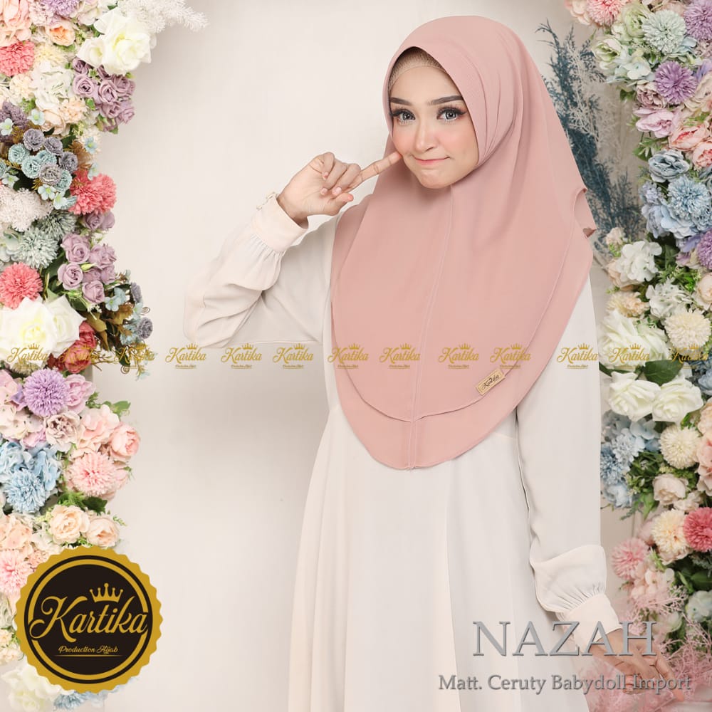 Hijab instan Nazah Ceruty 2 Layer Polos By Kartika