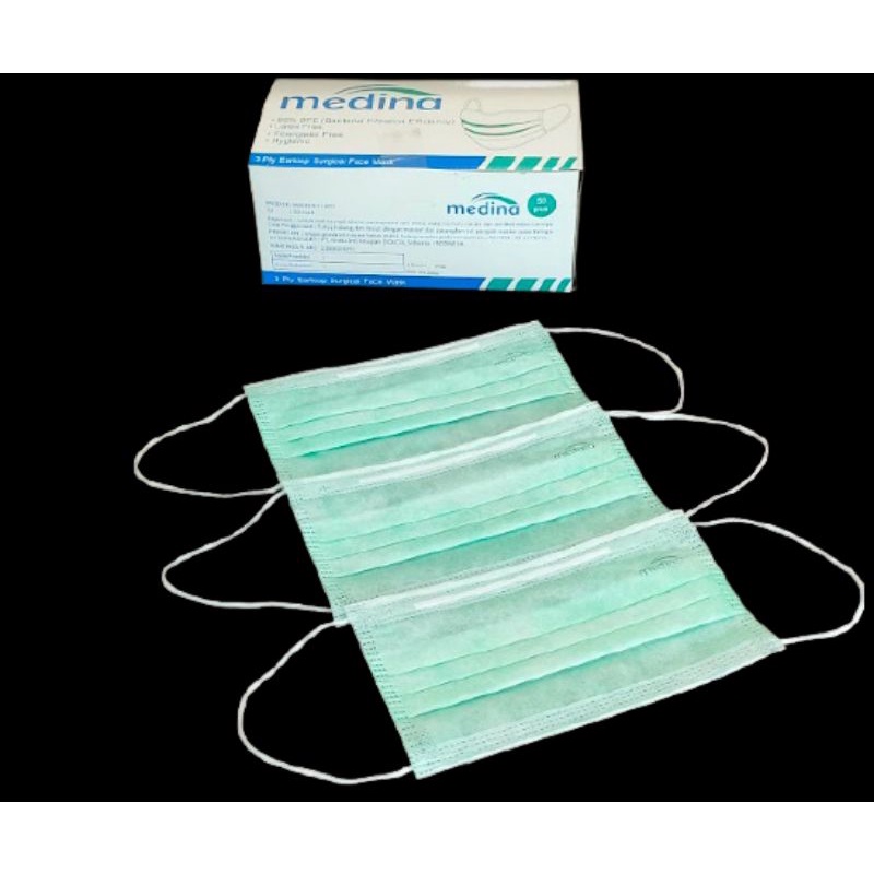 Masker Medina Earloop 3 Ply Masker Medis Surgical Mask 50 Pcs