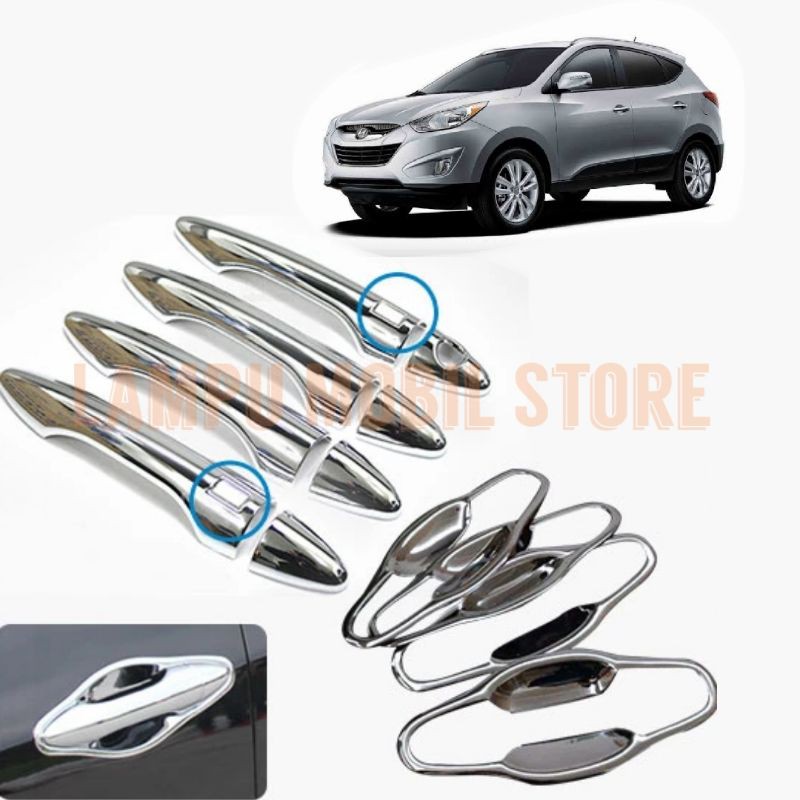 Paket Door Handle Cover Handel Pintu + Outer Chrome Hyundai Tucson 2011-2016